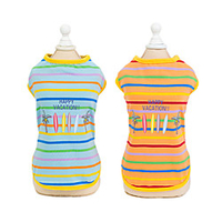 Dog Cat Shirt / T-Shirt Vest Stripes Hawaii Adorable Cute Casual / Daily Dog Clothes Puppy Clothes Dog Outfits Breathable Orange Light Blue Costume for Girl and Boy Dog Cotton S M L XL XXL