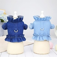 Dog Cat Skirt Denim Cute Sweet Dailywear Casual / Daily Dog Clothes Puppy Clothes Dog Outfits Soft Dark Blue Light Blue Costume for Girl and Boy Dog Cotton S M L XL 2XL miniinthebox