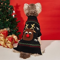 Dog Cat Sweater Christmas Costume Dog clothes Reindeer Elk Animal Deer British Christmas Winter Dog Clothes Puppy Clothes Dog Outfits Warm Black Costume for Girl and Boy Dog Knitted XXS XS S M L XL miniinthebox