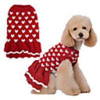 Dog Cat Sweater Dress Love Casual / Daily Cute Winter Dog Clothes Red Costume Polyester XS S M L XL XXL