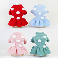 Dog Cat Sweater Dress Polka Dot Cute Sweet Dailywear Casual / Daily Winter Dog Clothes Puppy Clothes Dog Outfits Warm Red Pink Green Costume for Girl and Boy Dog Plush S M L XL XXL miniinthebox