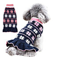 Dog Cat Sweater Dress Stars Casual / Daily Cute Winter Dog Clothes Dark Blue Gray Costume Polyester XS S M L