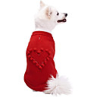Dog Cat Sweater Heart Classic Casual / Daily Winter Dog Clothes Breathable Red Costume Fleece Polyster 10 12 14 16 18 20