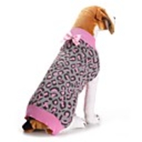 Dog Cat Sweater Leopard Bowknot Simple Style Winter Dog Clothes Pink Costume Polyester XXS XS S M L XL