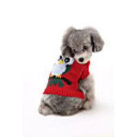 Dog Cat Sweater Owl Animal Thick Velvet Christmas Casual / Daily Winter Dog Clothes Breathable Red Green Costume Polyester XS S M L XL XXL