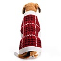 Dog Cat Sweater Plaid / Check Simple Style Winter Dog Clothes Red Costume Polyester XXS XS S M L XL