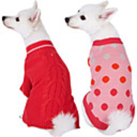 Dog Cat Sweater Polka Dot Classic Christmas Casual / Daily Winter Dog Clothes Breathable Red Costume Fleece Polyster 10 12 14 16 18 20
