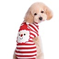 Dog Cat Sweater Striped Christmas Minimalist Casual / Daily Winter Dog Clothes White / Red Costume Polyester XXS XS S M L XL
