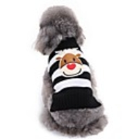 Dog Cat Sweater Striped Elk Minimalist Casual / Daily Winter Dog Clothes White / Red Black / White Red / Green Costume Polyester XXS XS S M L XL