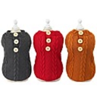 Dog Cat Sweater Stripes Slogan Casual / Daily Winter Dog Clothes Red Brown Gray Costume Plush S M L XL XXL