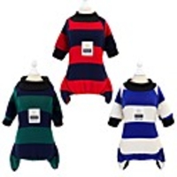 Dog Cat Sweatshirt Jumpsuit Stripes Slogan Casual / Daily Winter Dog Clothes Red Blue Green Costume Cotton S M L XL XXL