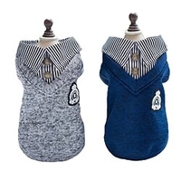 Dog Cat Sweatshirt Puppy Clothes Hooded Shirts Stripes Solid Colored Bowtie Leisure Sports Casual / Daily Outdoor Winter Dog Clothes Puppy Clothes Dog Outfits Soft Blue Grey Costume for Girl and Boy miniinthebox