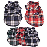 Dog Cat T-shirts Plaid / Check Elegant Adorable Cute Dailywear Casual / Daily Dog Clothes Puppy Clothes Dog Outfits Breathable Red Blue Green Costume for Girl and Boy Dog Cotton XS S M L XL miniinthebox