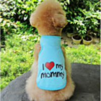Dog Cat Vest Heart Slogan Sweet Style Casual / Daily Dog Clothes Blue Pink Orange Costume Cotton S M L XL XXL