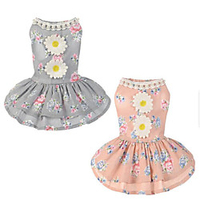 Dog Clothes Teddy Dog Pu Sun Flower Skirt Cat Dress Print Cute Dog Clothes Puppy Clothes Dog Outfits Soft Gray Costume For Girl And Boy Dog miniinthebox