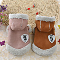 Dog Coat Dog Clothes Letter Number Brown Pink Flannel Fabric Down Costume For Spring Fall Winter Casual / Daily Keep Warm
