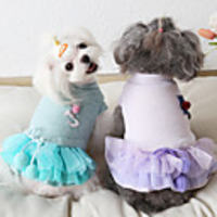 Dog Coat Dress Bowknot Cute Adorable Casual / Daily Outdoor Winter Dog Clothes Puppy Clothes Dog Outfits Breathable Purple Blue Costume for Girl and Boy Dog Fabric XS S M L XL