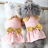 Dog Coat Dress Bowknot Sweet Cute Casual / Daily Winter Dog Clothes Warm Pink Costume Fabric XS S M L XL
