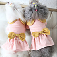 Dog Coat Dress Bowknot Sweet Cute Casual / Daily Winter Dog Clothes Warm Pink Costume Fabric XS S M L XL