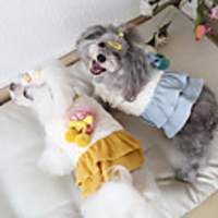 Dog Coat Dress Bowknot Sweet Cute Casual / Daily Winter Dog Clothes Warm Yellow Blue Pink Costume Fabric XS S M L XL