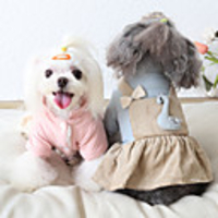 Dog Coat Dress Character Sweet Casual / Daily Winter Dog Clothes Warm Blue Pink Costume Fabric XS S M L XL