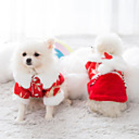 Dog Coat Embroidered Cute Christmas Casual / Daily Winter Dog Clothes Puppy Clothes Dog Outfits Breathable Red Costume for Girl and Boy Dog Fleece XS S M L XL XXL
