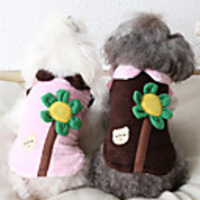 Dog Coat Flower Sweet Cute Casual / Daily Winter Dog Clothes Warm Pink Coffee Costume Fabric XS S M L XL