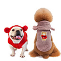 Dog Coat Hooded Shirts Tracksuit Animal Thick Velvet Casual / Daily Dog Clothes Puppy Clothes Dog Outfits Warm Purple Yellow Red Costume for Girl and Boy Dog Coral Fleece S M L XL XXL