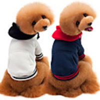 Dog Coat Hooded Shirts Tracksuit Color Block Thick Velvet Casual / Daily Dog Clothes Puppy Clothes Dog Outfits Warm White Dark Blue Gray Costume for Girl and Boy Dog Cotton S M L XL XXL