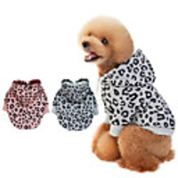 Dog Coat Hoodie Hooded Shirts Leopard Thin fleece Casual / Daily Dog Clothes Puppy Clothes Dog Outfits Warm Pink Gray Costume for Girl and Boy Dog Polyester S M L XL XXL