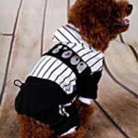 Dog Coat Hoodie Jumpsuit Striped Slogan Keep Warm British Outdoor Winter Dog Clothes Puppy Clothes Dog Outfits Black / White Costume Baby Small Dog for Girl and Boy Dog Padded Fabric Plush XS S M L