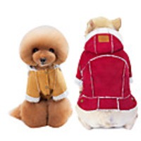 Dog Coat Hoodie Solid Colored Thick Velvet Casual / Daily Winter Dog Clothes Warm Red Brown Coffee Costume Cotton S M L XL XXL