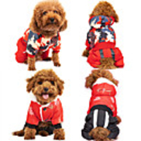 Dog Coat Jacket Pants Reindeer Wedding Christmas Outdoor Winter Dog Clothes Puppy Clothes Dog Outfits Warm Camouflage Color RedBlack Costume Baby Small Dog for Girl and Boy Dog Oxford Cloth Plush