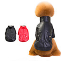 Dog Coat Jacket Solid Colored Cute Casual / Daily Winter Dog Clothes Waterproof Black Red Costume PU Leather S M L XL XXL