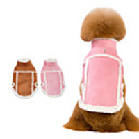 Dog Coat Jacket Solid Colored Thick Velvet Casual / Daily Winter Dog Clothes Warm Pink Brown Costume Fleece S M L XL XXL