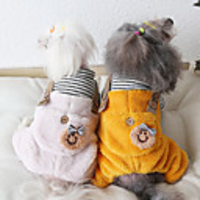 Dog Coat Jumpsuit Character Thick Velvet Casual / Daily Winter Dog Clothes Warm Yellow Pink Costume Fabric XS S M L XL