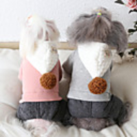 Dog Coat Jumpsuit Color Block Cute Casual / Daily Winter Dog Clothes Warm Pink Gray Costume Fabric XS S M L XL