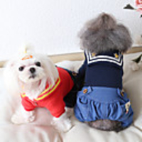 Dog Coat Jumpsuit Sailor Classic Style British Casual / Daily Outdoor Winter Dog Clothes Puppy Clothes Dog Outfits Breathable Red Dark Blue Costume for Girl and Boy Dog Cotton XS S M L XL