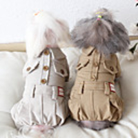 Dog Coat Jumpsuit Solid Colored British Casual / Daily Winter Dog Clothes Warm Gray Coffee Costume Fabric XS S M L XL