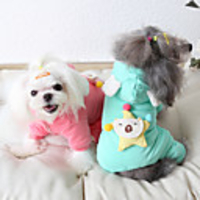 Dog Coat Jumpsuit Stars Sweet Casual / Daily Winter Dog Clothes Warm Pink Green Costume Fabric XS S M L XL