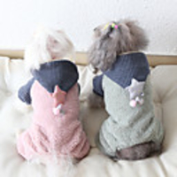 Dog Coat Jumpsuit Stars Thick Velvet Casual / Daily Winter Dog Clothes Warm Pink Green Costume Fabric XS S M L XL