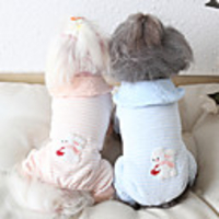 Dog Coat Jumpsuit Striped Thick Velvet Casual / Daily Winter Dog Clothes Warm Blue Orange Costume Fabric XS S M L XL