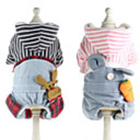 Dog Coat Jumpsuit Stripes Casual / Sporty Fashion Casual / Daily Winter Dog Clothes Breathable Black Pink Costume Fleece XS S M L XL