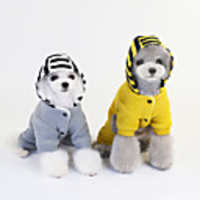 Dog Coat Jumpsuit Stripes Casual / Sporty Fashion Casual / Daily Winter Dog Clothes Breathable Yellow Gray Costume Plush S M L XL XXL