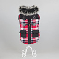 Dog Coat Puppy Clothes Plaid / Check Casual / Daily Keep Warm Outdoor Winter Dog Clothes Puppy Clothes Dog Outfits Warm Red Brown Costume for Girl and Boy Dog Cotton