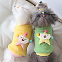 Dog Coat Stars Thick Velvet Casual / Daily Winter Dog Clothes Warm Yellow Green Costume Fabric XS S M L XL