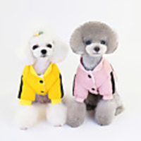 Dog Coat Stripes Casual / Sporty Fashion Casual / Daily Winter Dog Clothes Breathable Yellow Pink Costume Polyster S M L XL XXL