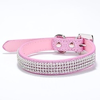 Dog Collar Adjustable / Retractable Rhinestone PU Leather Purple Red Blue Pink Black for Girl Dog miniinthebox