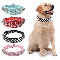 Dog Collar Adjustable / Retractable Studded PU Leather Small Dog Medium Dog Large Dog White Black Purple Red Pink miniinthebox