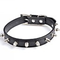 Dog Collar Adjustable / Retractable Studded Rivet PU Leather Black Purple Red